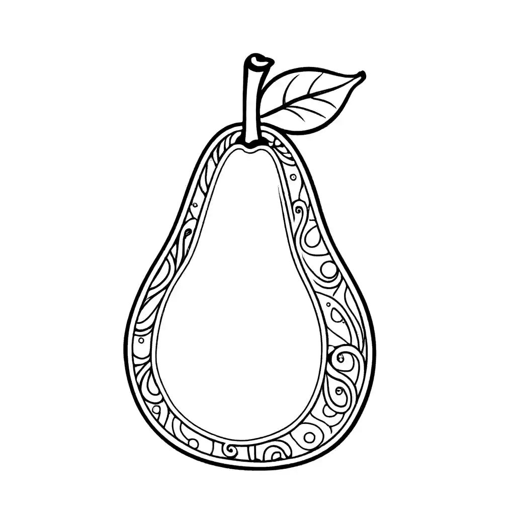 Intricate outline of a pear with patterns coloring page