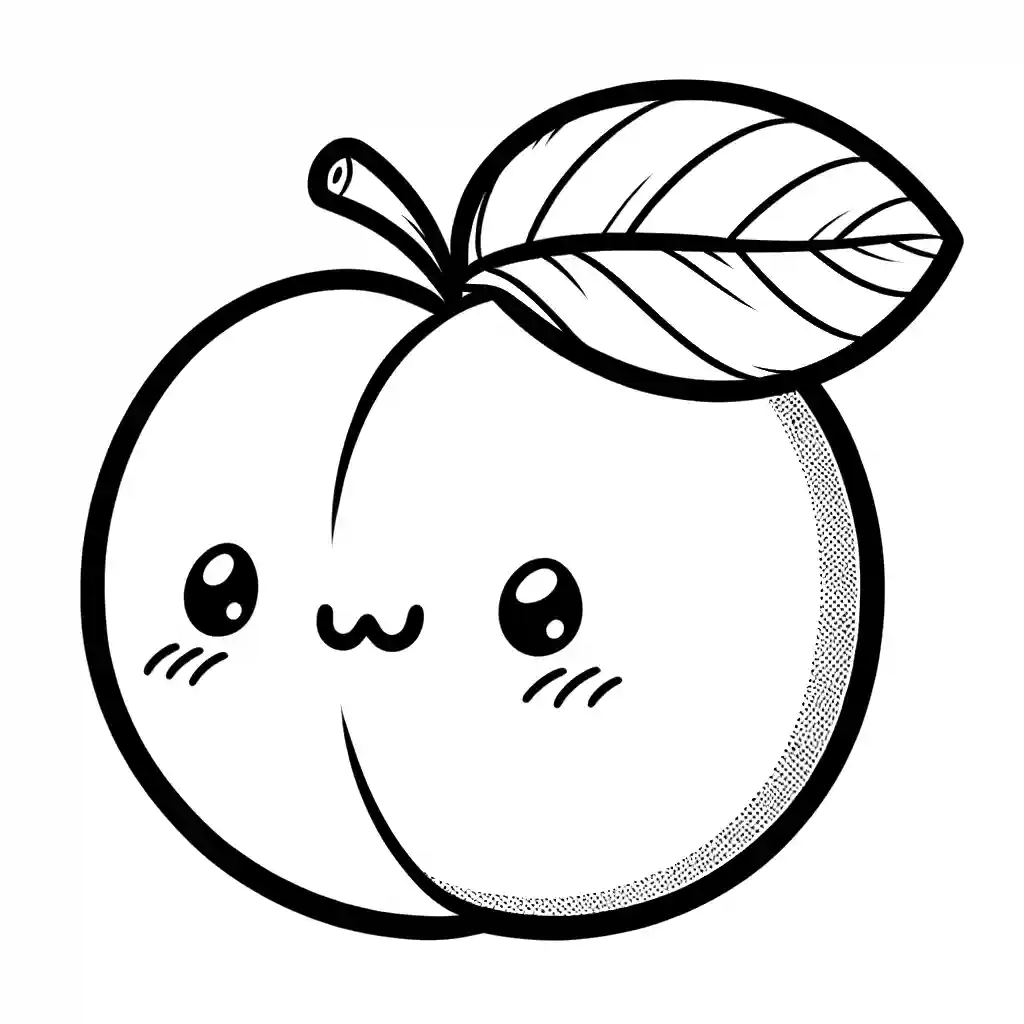 Juicy peach outline drawing coloring page