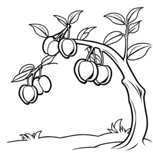 Peach Tree with Ripe Fruit Coloring Page