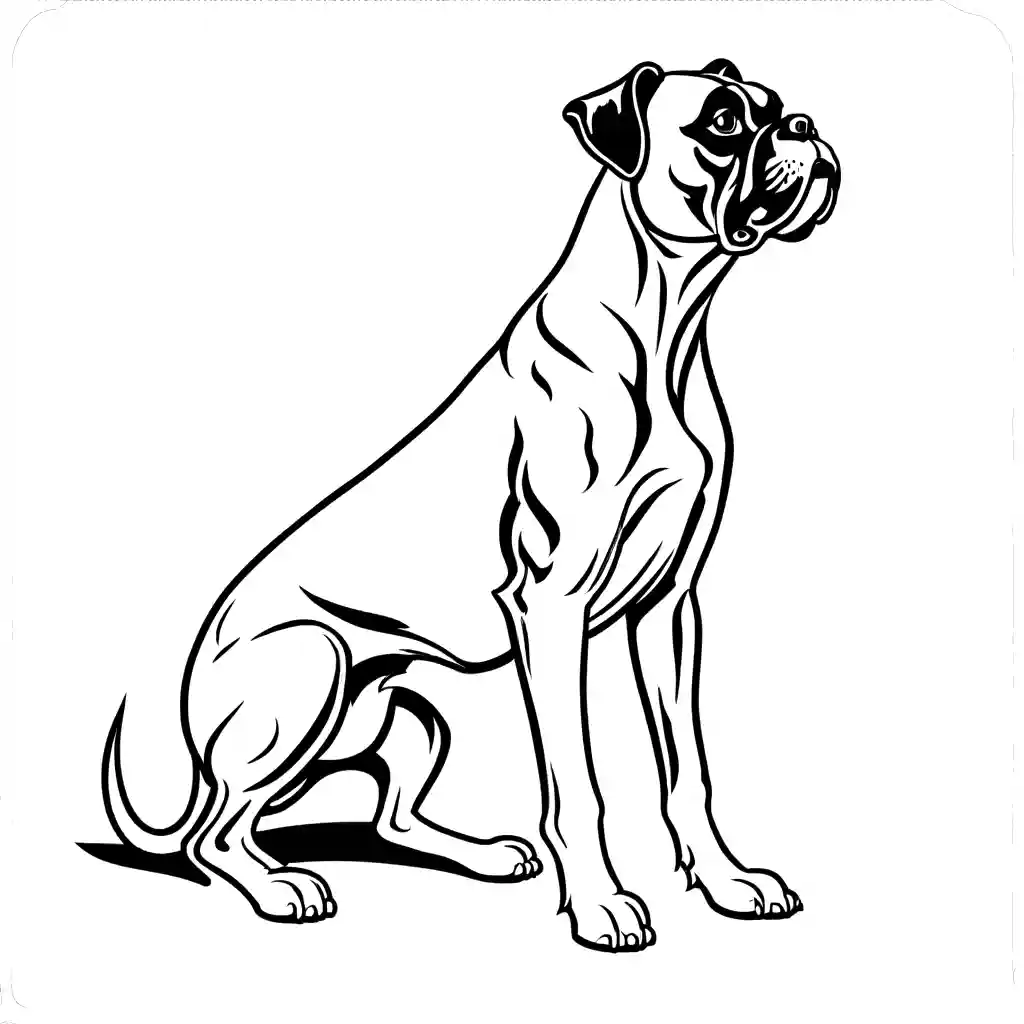 Boxer dog standing on hind legs with a playful expression coloring page