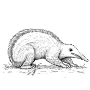 Anteater rolling on ground with tongue sticking out coloring page