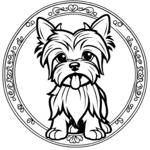 Yorkshire Terrier dog playing coloring page