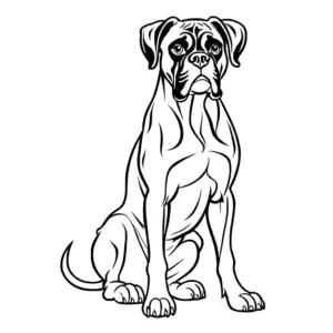Boxer dog with a proud stance and ears perked up coloring page
