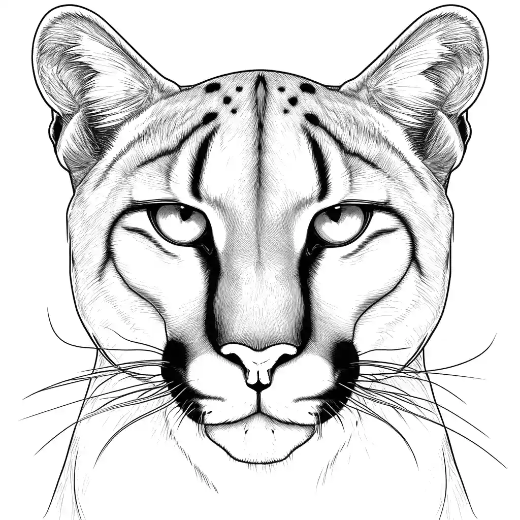 Elegant Puma Face Sketch coloring page