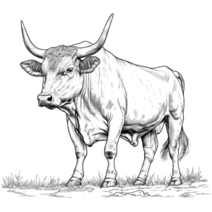 Realistic Bull Coloring Page