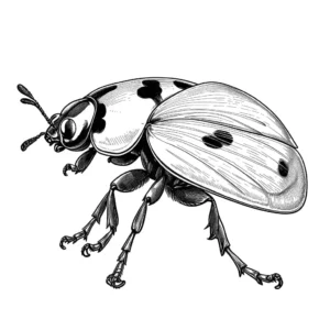 Realistic ladybug with delicate wings and antennae drawing coloring page