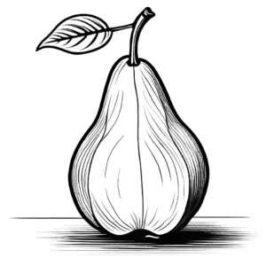 Realistic pear drawing with detailed texture for coloring enthusiasts coloring page