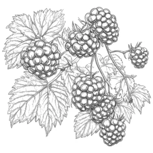 Ripe blackberries on the vine coloring page