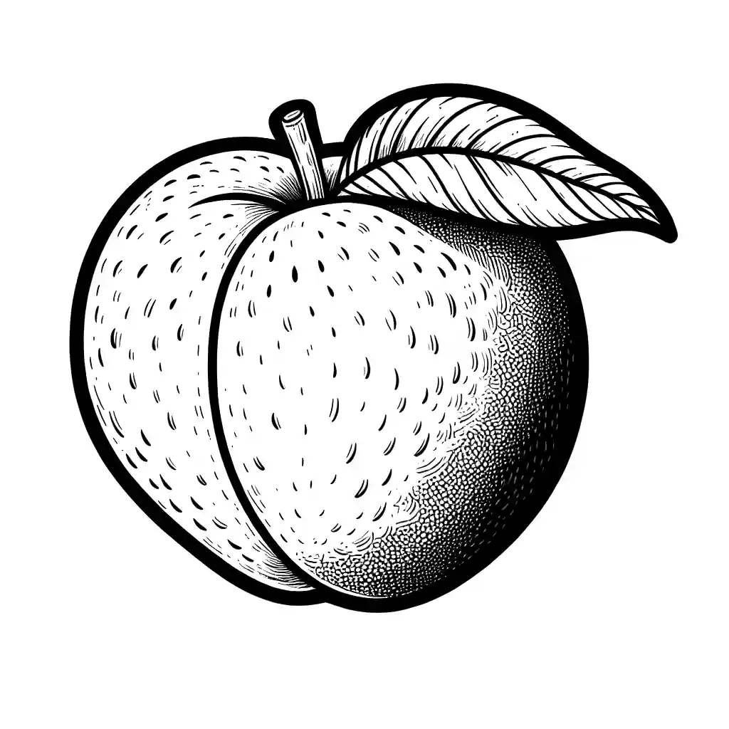 Ripe peach ready to be colored illustration coloring page