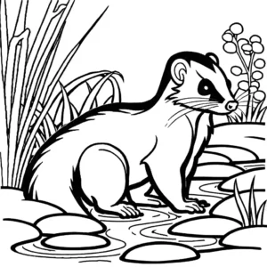 Skunk coloring page by the brook coloring page