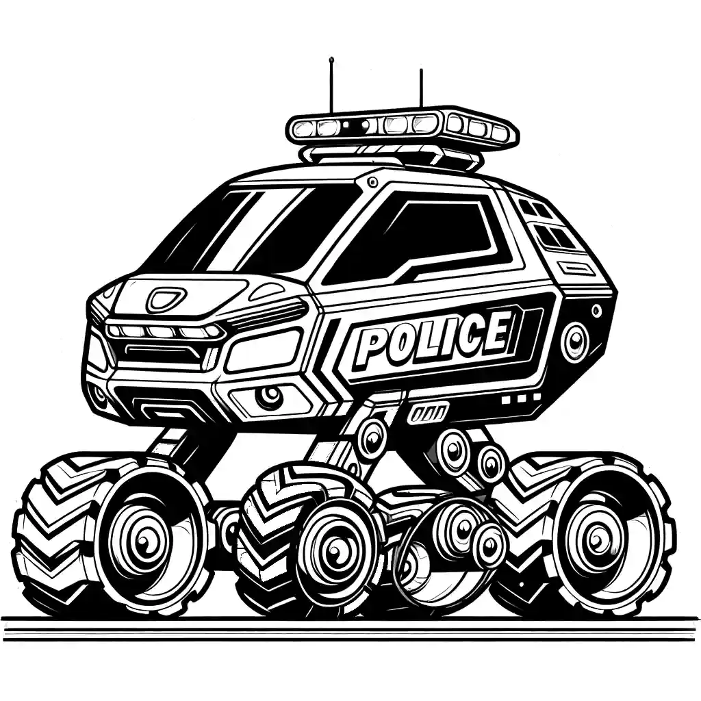Robotic police car coloring page for kids coloring page