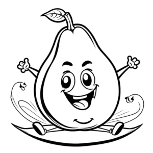 Pear with a rockstar attitude coloring page