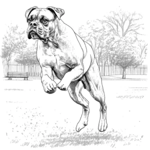 Boxer dog coloring page running in the park coloring page