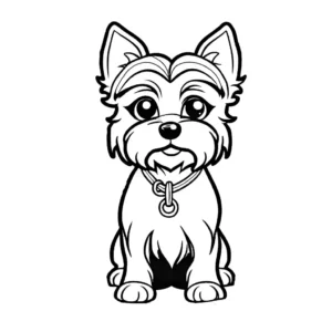 Yorkie looking at owner with big eyes coloring page