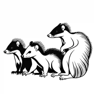 Skunk coloring page family coloring page