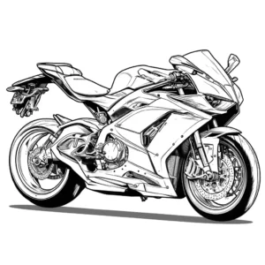 Sleek sports motorcycle line drawing coloring page