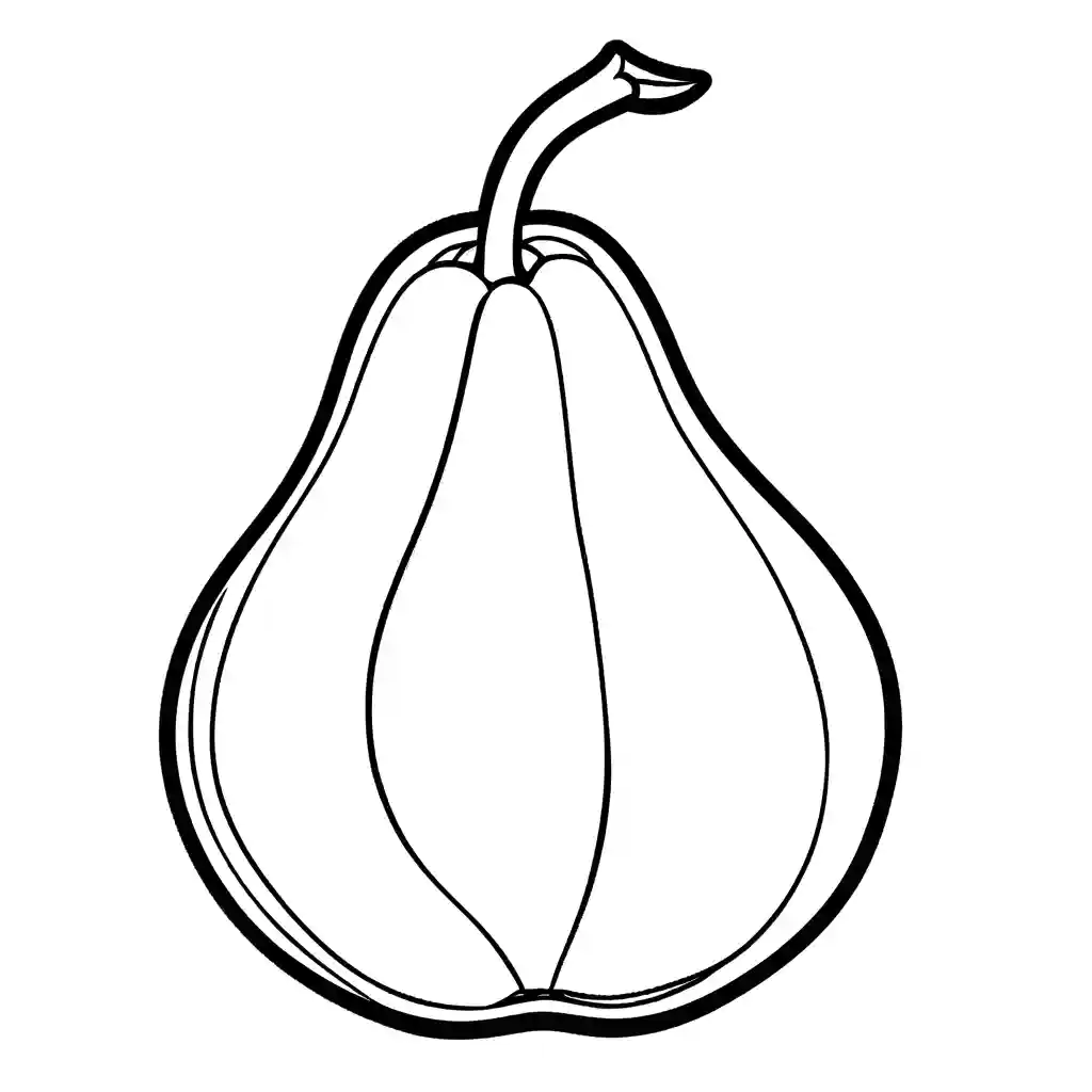 Outline of smooth surface pear with single leaf, coloring page outline coloring page