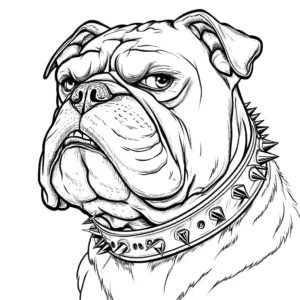 Bulldog wearing a spiked collar coloring page