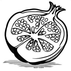 Pomegranate split open to reveal its juicy seeds coloring page