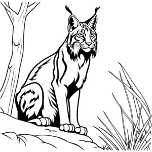 Beautiful Lynx in its natural habitat coloring page