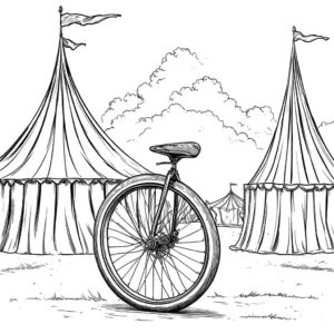 Unicycle with circus tent coloring page