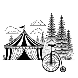 Unicycle by Circus Tent coloring page