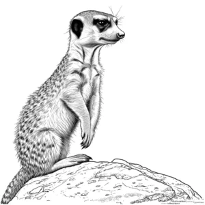 Meerkat coloring page vigilant on rock looking out for predators coloring page