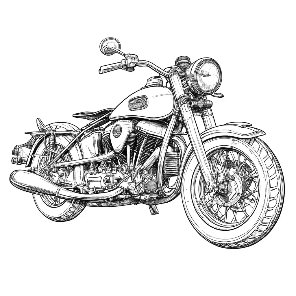 Vintage motorcycle illustration for coloring page