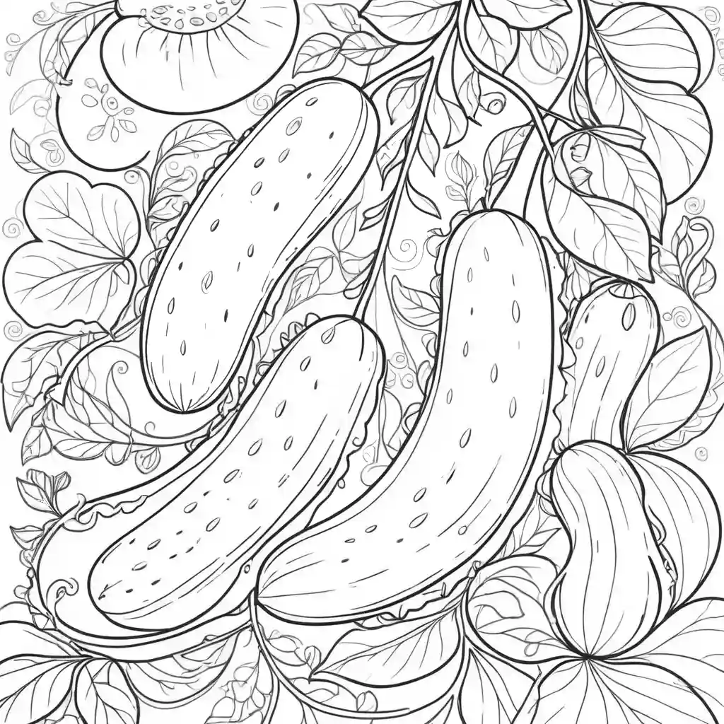 Abstract cucumber pattern coloring page Lulu Pages