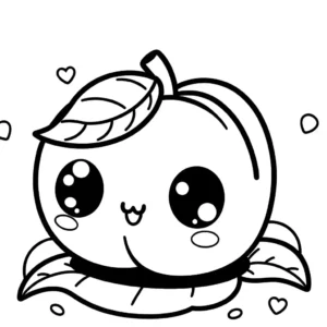 Outlined image of a fresh apricot with a leaf for coloring, ideal for kids and adults