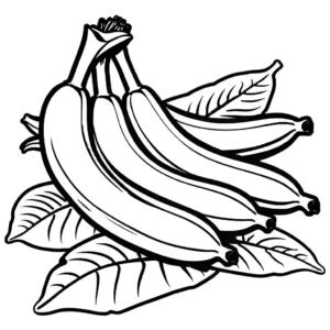 Detailed banana leaves with a bunch of bananas, ready for a intricate coloring session. coloring page
