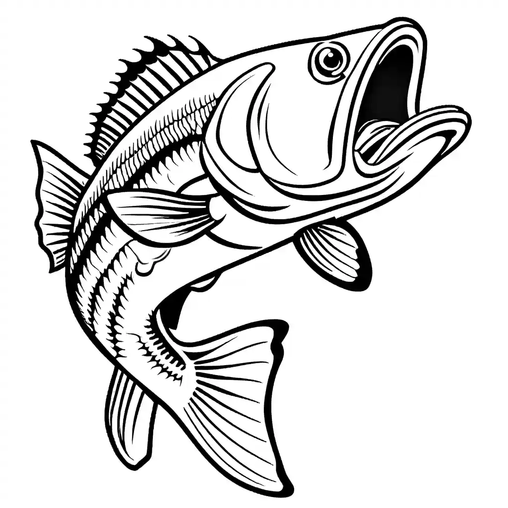 Bass fish with open mouth coloring page Lulu Pages