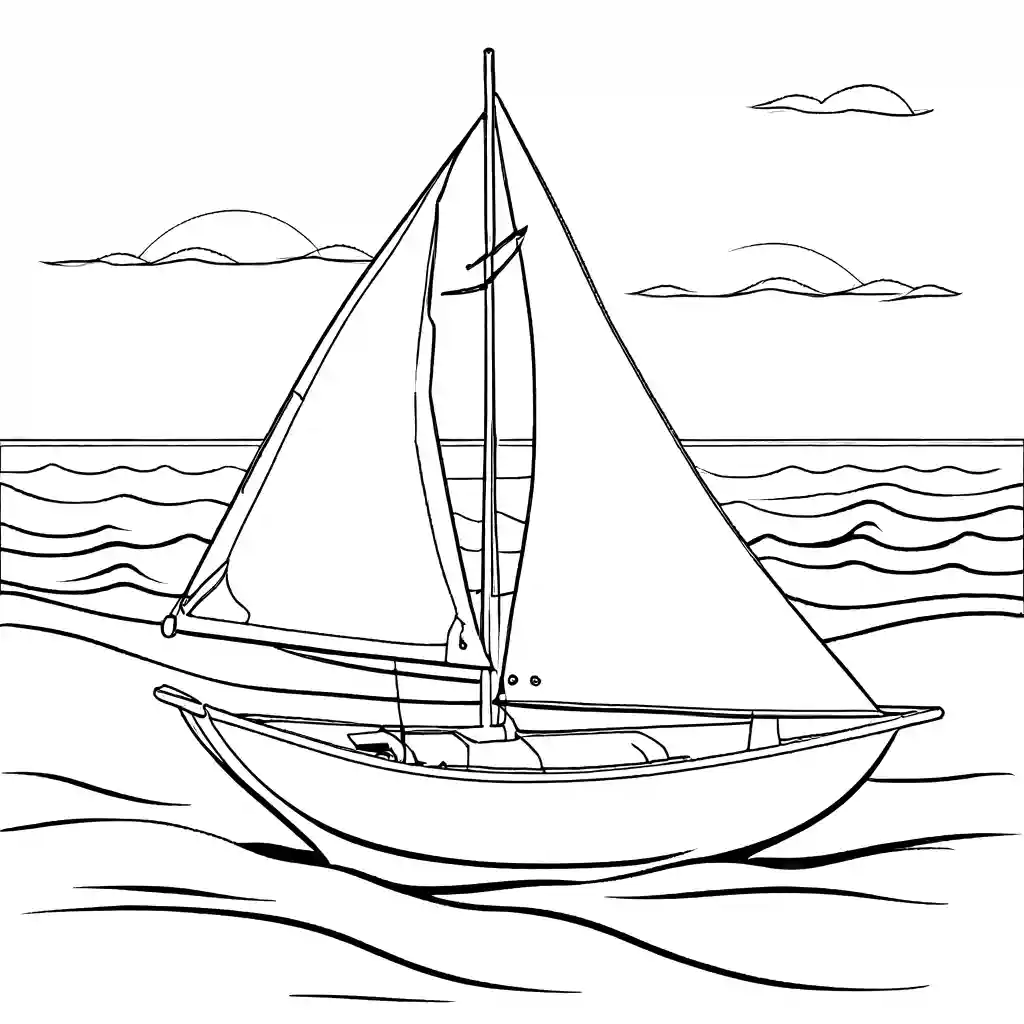 Beach sailboat coloring worksheet Lulu Pages