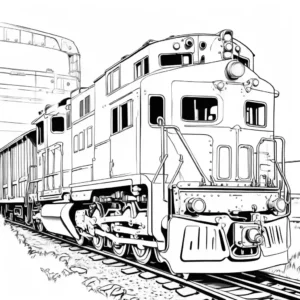 Smiling train in countryside coloring page Lulu Pages