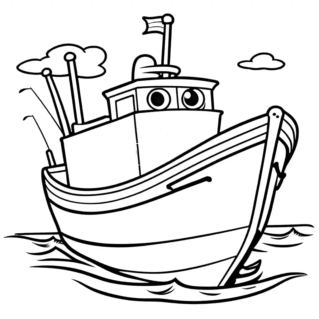 Cartoon fishing boat coloring page Lulu Pages