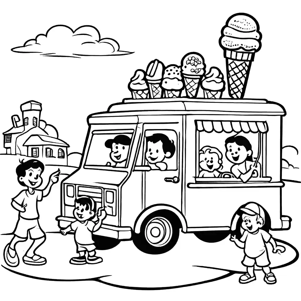 Cartoon ice cream truck coloring page Lulu Pages