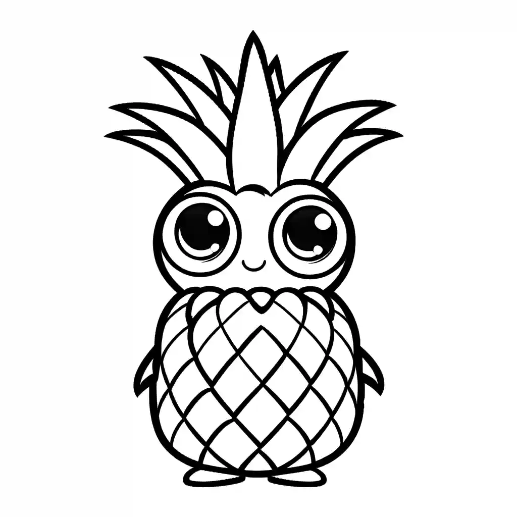 Cartoon pineapple coloring page Lulu Pages
