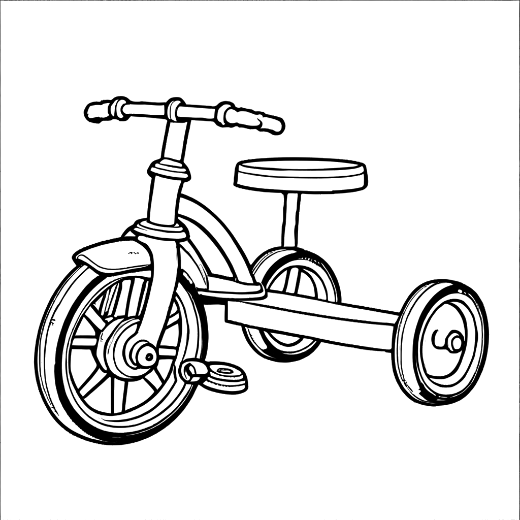 Outline of a children's tricycle with a bell, suitable for coloring.