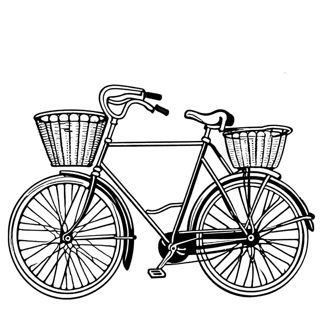 Classic bicycle coloring page with basket Lulu Pages