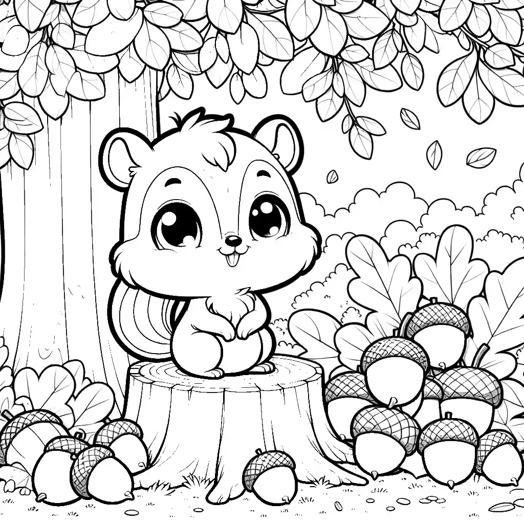 Cute chipmunk on a tree stump coloring page Lulu Pages