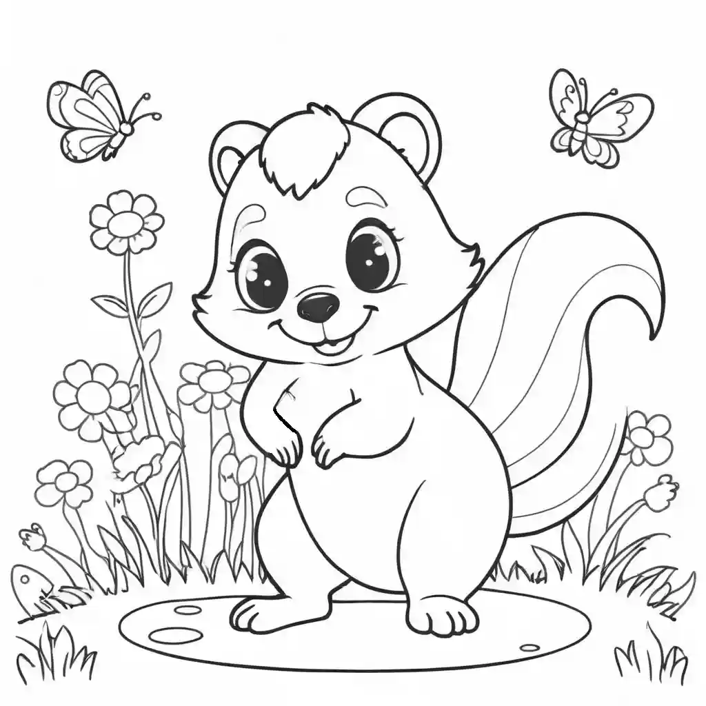 Cute skunk coloring page Lulu Pages