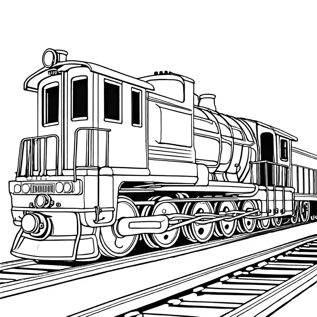 Detailed Train Engine Coloring Page Lulu Pages