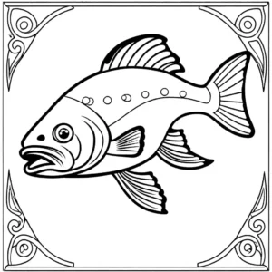 Outline of a salmon suitable for a children's coloring activity.