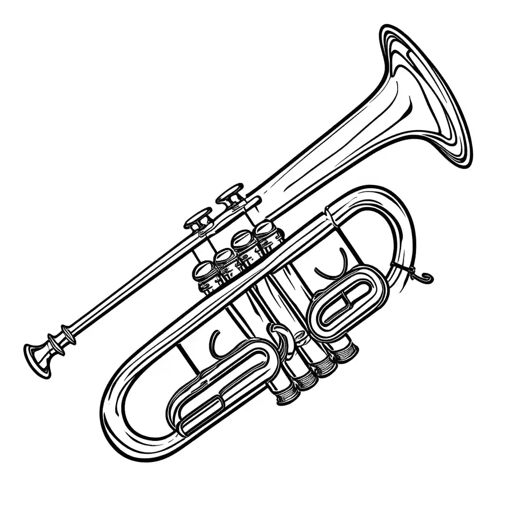 Easy trumpet coloring page for kids Lulu Pages