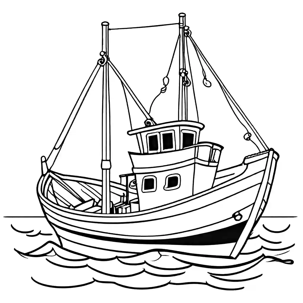 Fishing boat with sails coloring page Lulu Pages