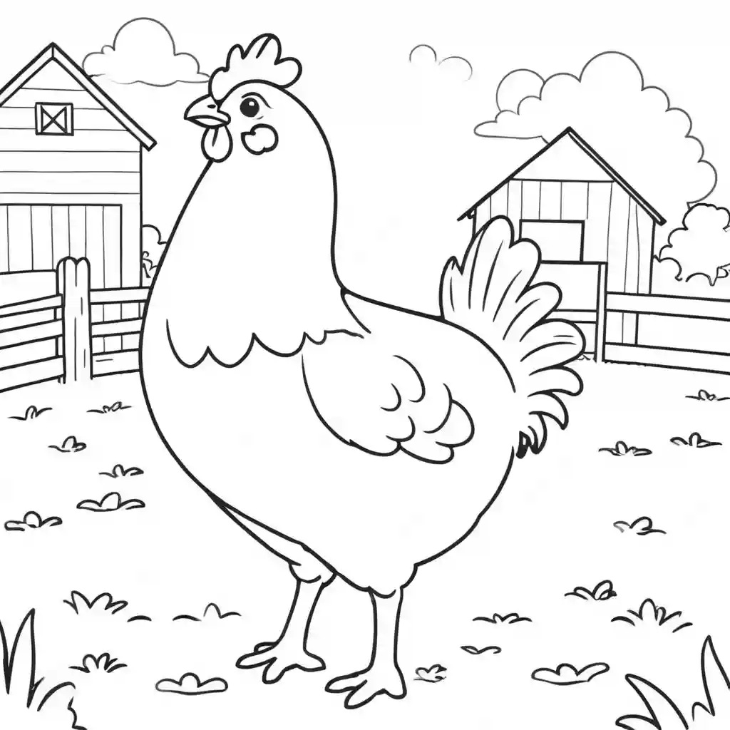 Friendly farmyard chicken coloring page Lulu Pages