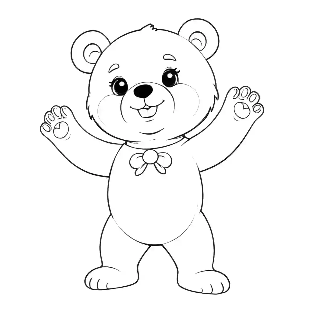 Friendly teddy bear waving coloring page Lulu Pages