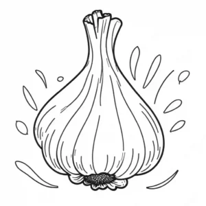 Garlic bulb outline with clear segments and cloves meant for coloring.