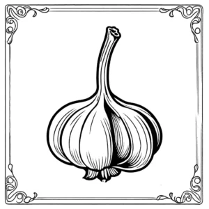 Zoomed-in view of a garlic clove to color, showcasing detailed texture. coloring page