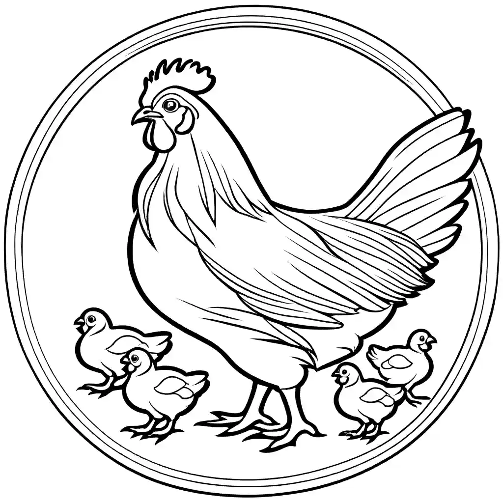 Mother hen and chicks coloring page Lulu Pages